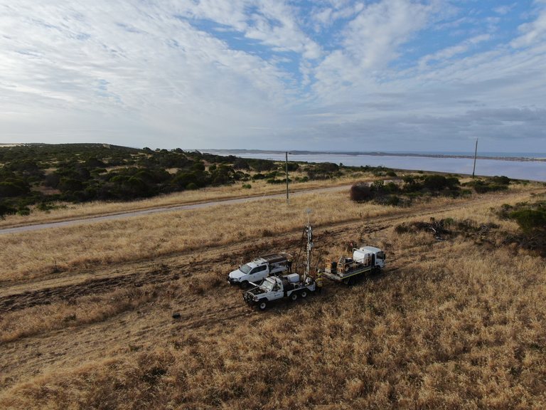 Aerial photograph of the Port Gregory garnet project, Western Australia